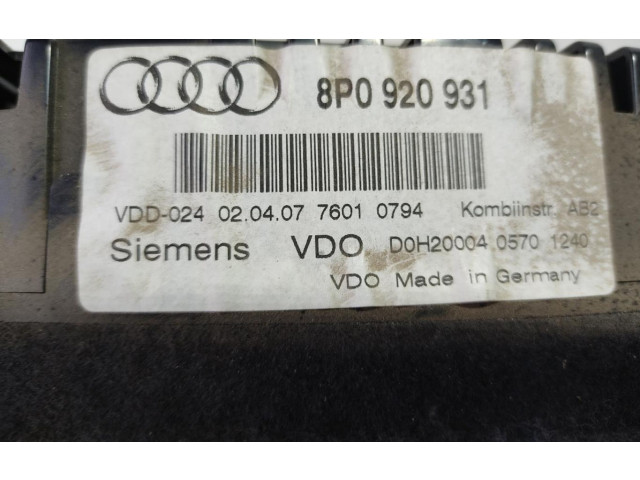 Панель приборов 8P0920931 Audi A3 S3 A3 Sportback 8P