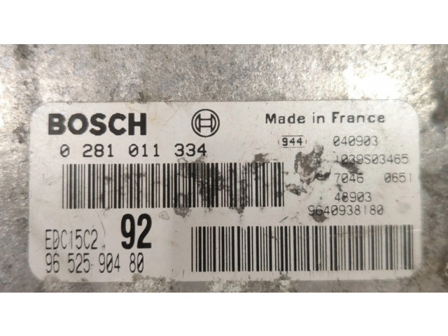 Блок управления двигателем Блок управления 0281011334, 9652590480 Citroen C8
