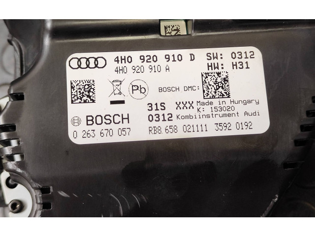 Přístrojová deska Audi A8 S8 D4 4H 2010 4H0920910D, 0263670057