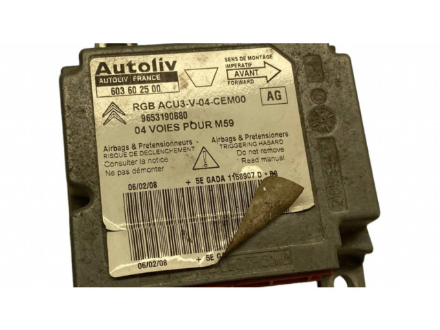 Блок подушек безопасности 603602500, 9653190880   Citroen Berlingo
