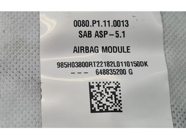 Подушка безопасности в сиденье 985H03800R, 648835200G   Dacia Sandero