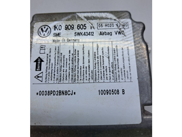 Блок подушек безопасности 1K0909605J, 5WK43412 Skoda Octavia Mk2 (1Z)