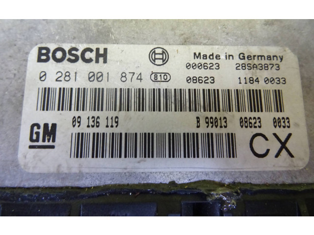 Řídící jednotka 0281001874, 09136119 Opel Vectra B 1998