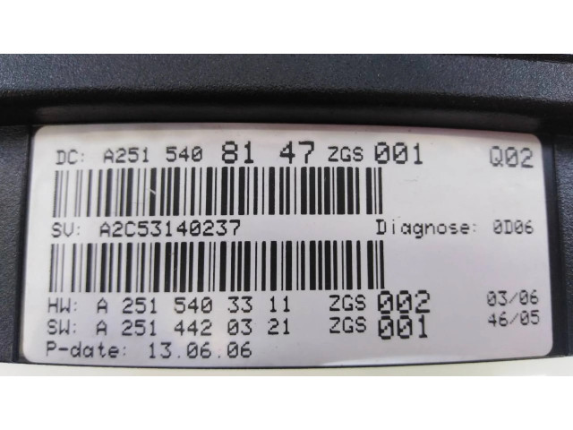 Přístrojová deska Mercedes-Benz R W251 2005 A2515408147, E3-A1-29-1