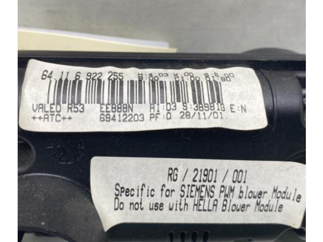 Блок управления климат-контролем 64111502214   Mini One  Cooper R50  53