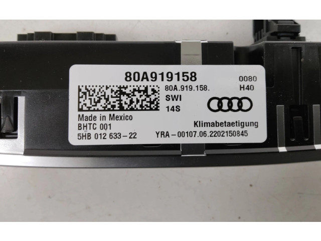 Блок управления климат-контролем 80A919158, 5HB01263322 Audi Q5 SQ5