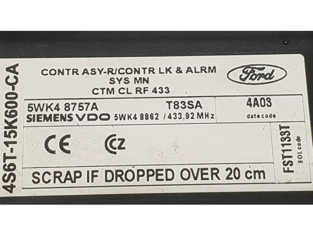 Блок комфорта 4S6T15K600CA, 5WK48757A Ford Fiesta