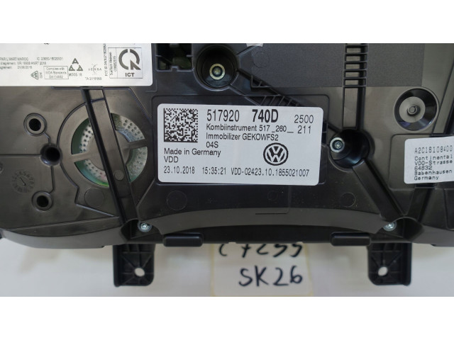 Панель приборов 517920740D, 35952KM Volkswagen Golf Sportsvan