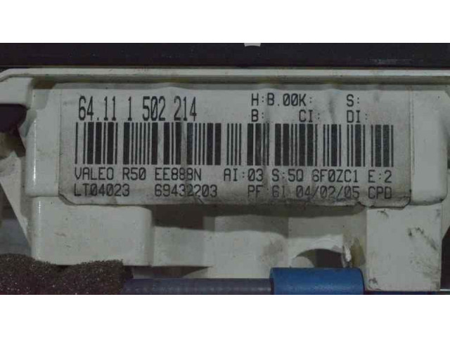 Блок управления климат-контролем 64111502214, 64111502214 Mini One Cooper R50 53