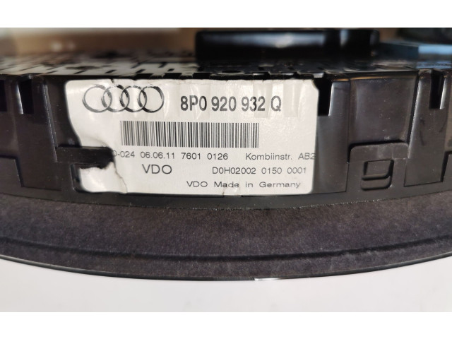 Спидометр (приборный щиток) 8P0920932Q Audi A3 S3 A3 Sportback 8P