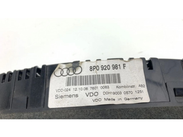 Панель приборов 8P0920981F, A2C53080296 Audi A3 S3 8P