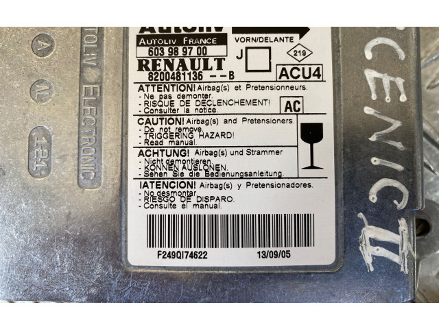 Блок подушек безопасности 603989700, F249Q174622 Renault Scenic II - Grand scenic II