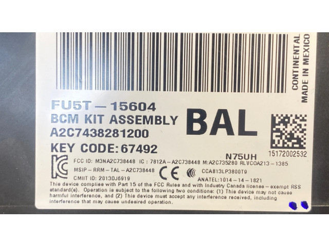 Pojistková skříňka Řídící jednotka BSM FU5T15604, A2C7438281200 Ford Edge II 2016