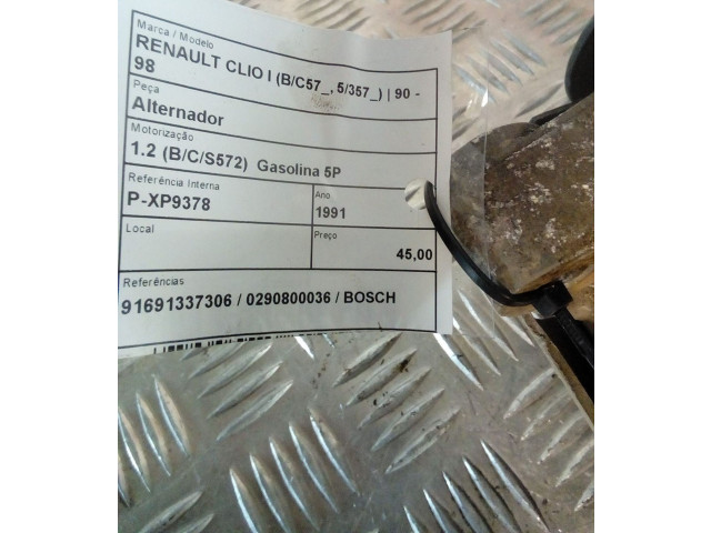 Генератор 91691337306, 0290800036   Renault Clio I      