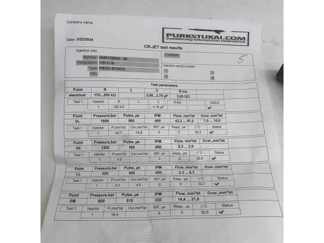Vstřikovač A6420701187, 0445116 Mercedes-Benz C W204 pro naftový motor 3.0 642834