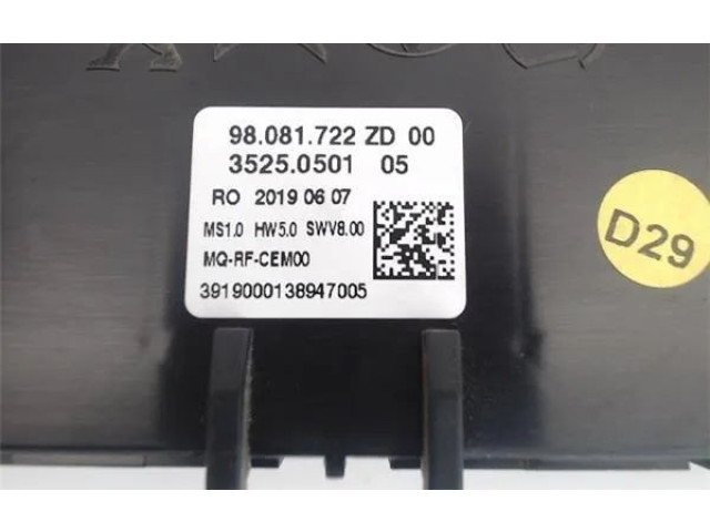 Блок управления кондиционера воздуха / климата/ печки (в салоне) 98081722zd    Citroen Jumpy