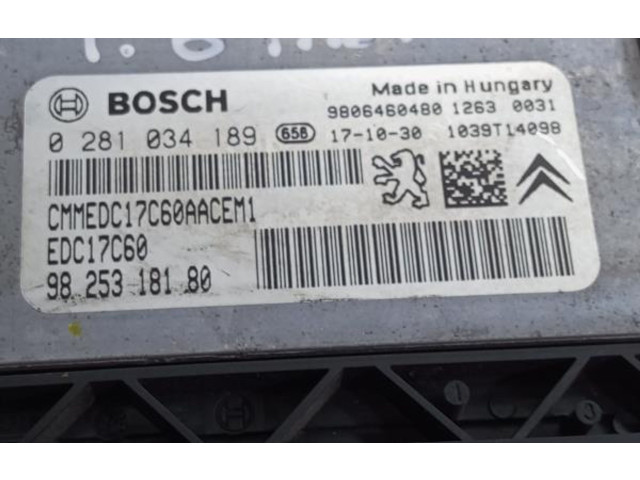 Řídící jednotka 9825318180, 0281034189 Citroen Berlingo 2019