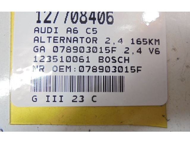 Генератор 078903015F, 078903015F Audi A6 S6 C5 4B
