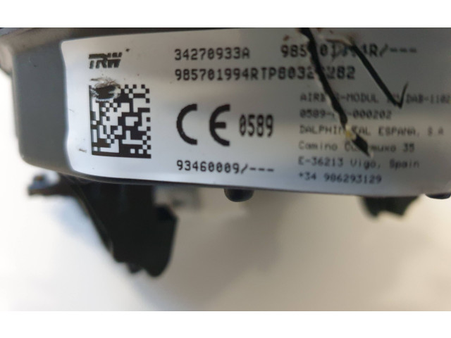 Подушка безопасности водителя 985701994R, 93460009   Renault Trafic III (X82)