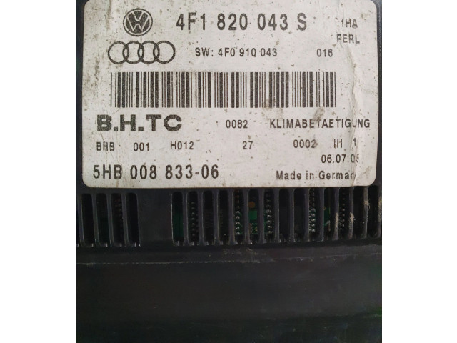 Блок управления климат-контролем 4F1820043S, 5HB00883306 Audi A6 S6 C6 4F