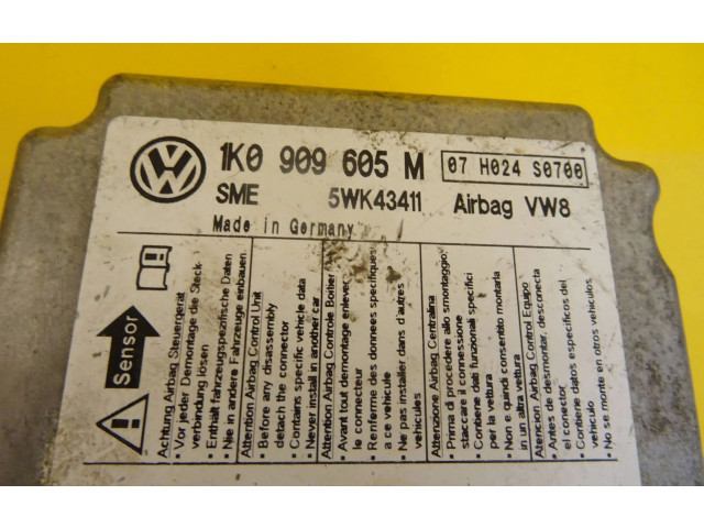 Блок подушек безопасности 1K0909605M, 5WK43411 Skoda Octavia Mk2 (1Z)