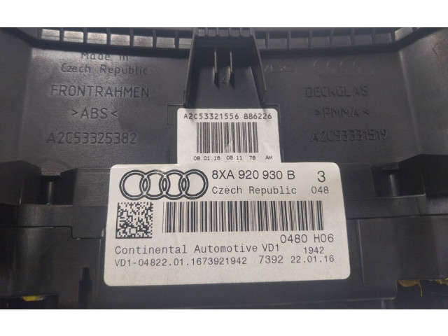 Панель приборов 8XA920930B, 8XA920930B   Audi A1       