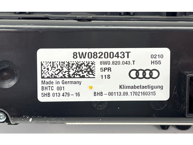 Блок управления климат-контролем 8W0820043T, 5HB01347916 Audi A5