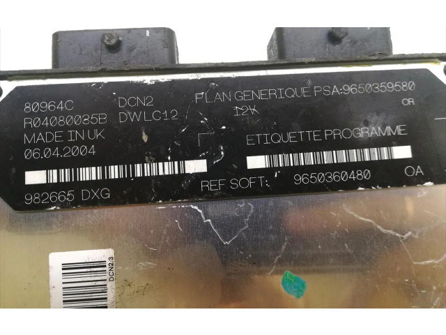 Řídící jednotka 9650360480, 9650359580   Citroen Berlingo 1998