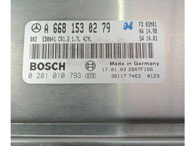 Блок управления двигателя 6681530279   Mercedes-Benz A W168