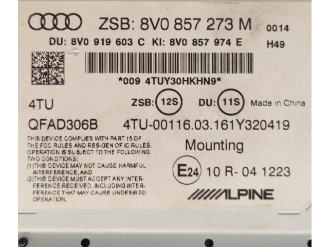 Дисплей 8V0919603C, 8V0857273M Audi A3 S3 8V