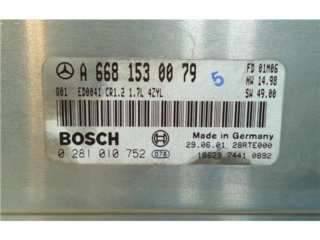 Блок управления A6681530079, 0281010752 Mercedes-Benz A W168