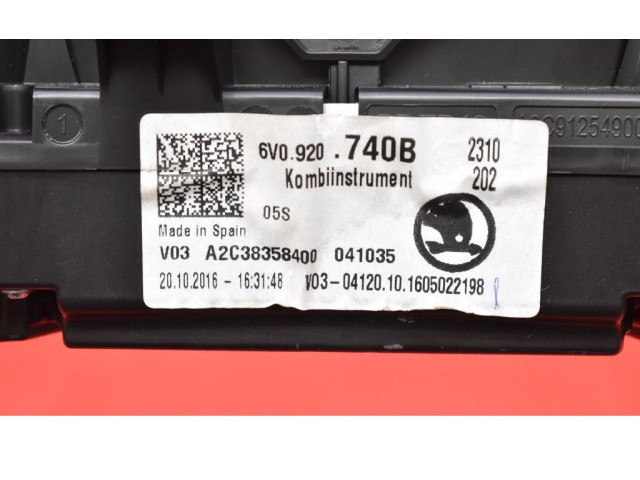 Панель приборов 6V0920740B, 6V0920740B   Skoda Fabia Mk3 (NJ)       