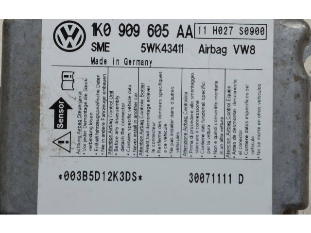 Блок подушек безопасности 1K0909605AA, 5WK43411 Skoda Octavia Mk2 (1Z)