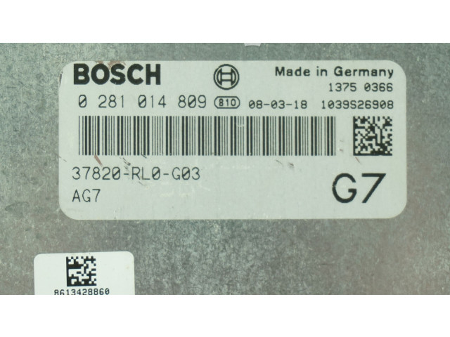 Блок управления двигателя 37820RL0G03, 0281014809   Honda Accord