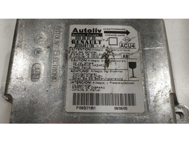 Блок подушек безопасности 603989700, 8200481136 Renault Scenic II - Grand scenic II