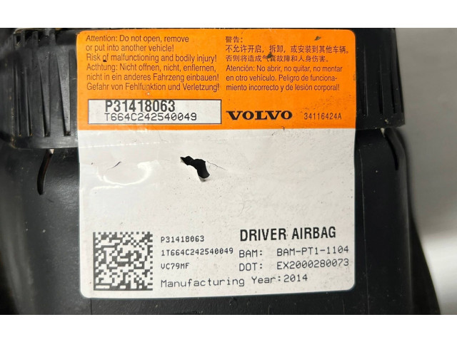 Подушка безопасности водителя 31418063 Volvo S60