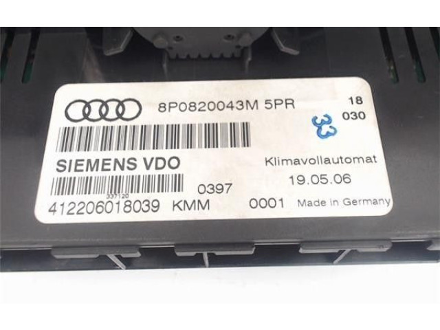 Блок управления климат-контролем 8P0820043M, 412206018039 Audi A3 S3 8P
