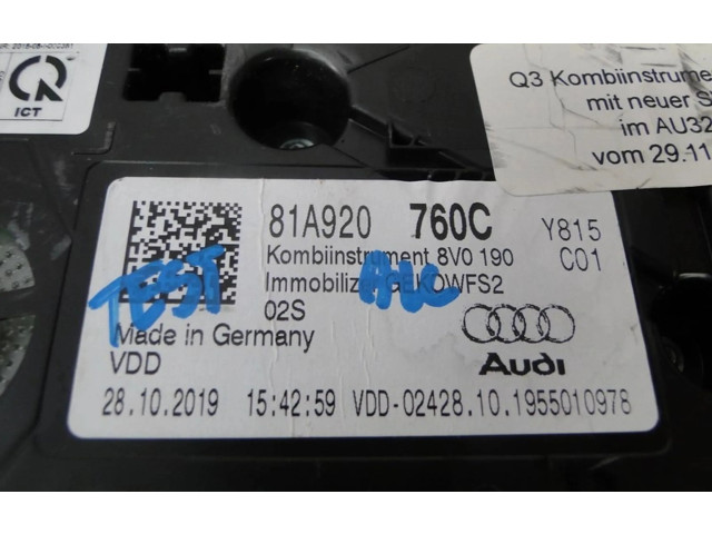 Панель приборов 81A920760C, 81A920760C Audi Q2 -