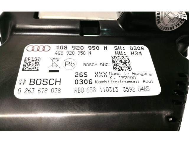 Панель приборов 4G8920950N, 0263678038   Audi A6 S6 C7 4G       