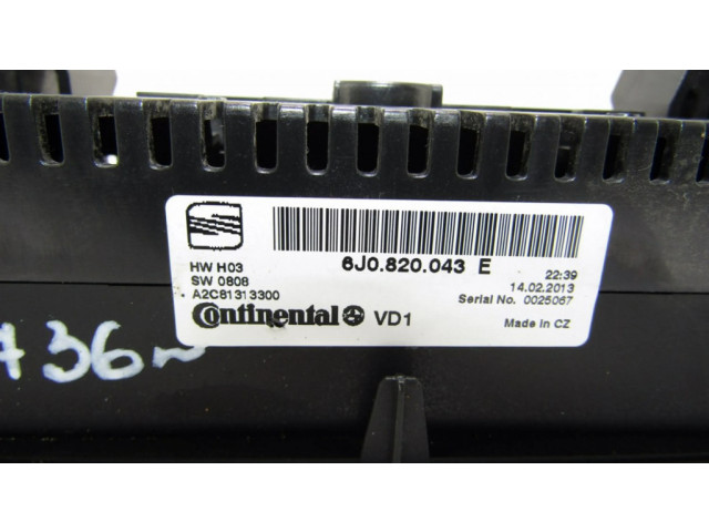 Блок управления климат-контролем 6J0820043E   Seat Ibiza IV (6J,6P)