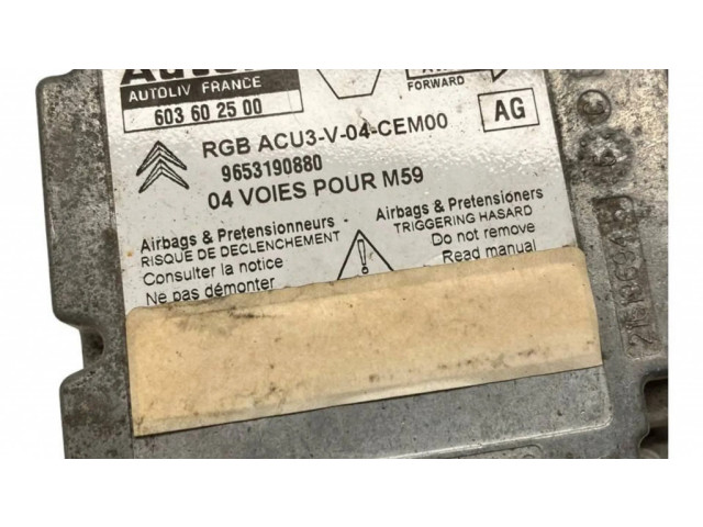 Блок подушек безопасности 9653190880, 603602500   Citroen Berlingo