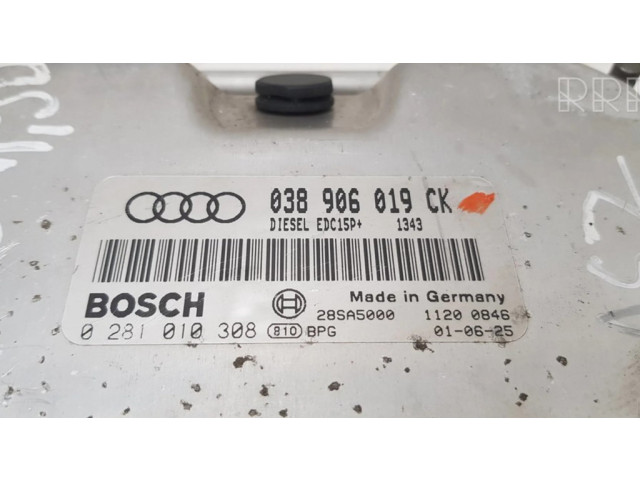Блок управления двигателем Блок управления 038906019CK, 0281010308 Audi A3 S3 8L