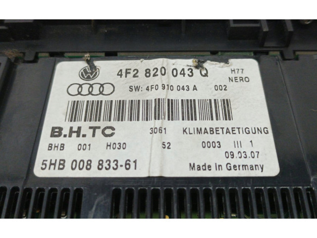 Блок управления климат-контролем 4F2820043Q   Audi A6 S6 C6 4F