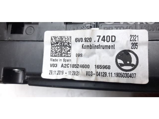Панель приборов 6V0920740D, A2C18524600 Skoda Fabia Mk3 (NJ)