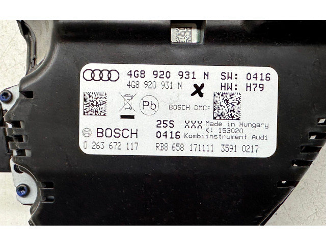 Панель приборов 4G8920931N, 0263672117   Audi A6 S6 C7 4G       