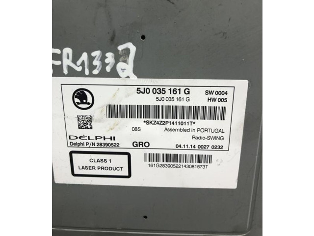 Радио/ проигрыватель CD/DVD / навигация 5J0035161G, FR1332    Skoda Fabia Mk3 (NJ)