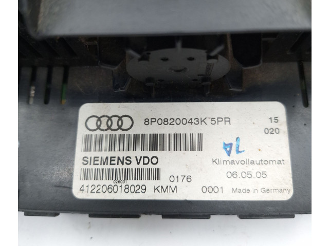 Блок управления климат-контролем 8P0820043K, 412206018029   Audi A3 S3 8P