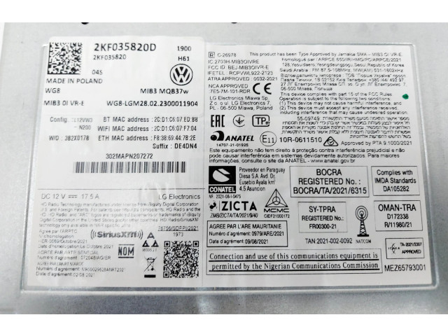 Поршень Радио/ проигрыватель CD/DVD / навигация  2KF035820D  Ford Tourneo  