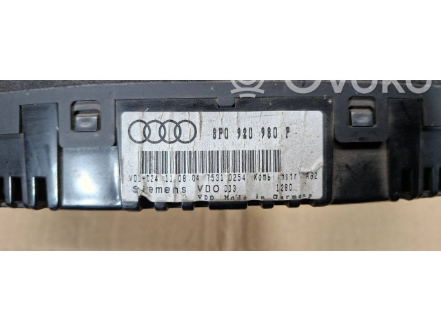 Панель приборов 8P0920980P, 110080297 Audi A3 S3 8P