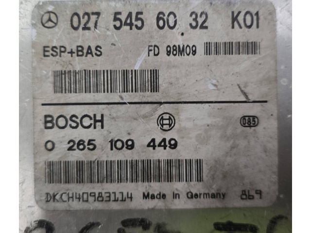 Řídící jednotka 0275456032, 0265109449 Mercedes-Benz A W168 1999
